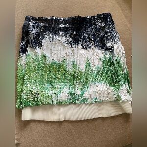 Zara Sequin Mini Skirt in Black, Green, and White